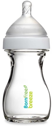 Breeze, Baby Bottle, Glass, 0m+, Slow Flow, 1 Bottle, 5 oz (147 ml) by Born Free, 兒童健康，嬰兒餵養，嬰兒奶瓶，兒童食品 HK 香港