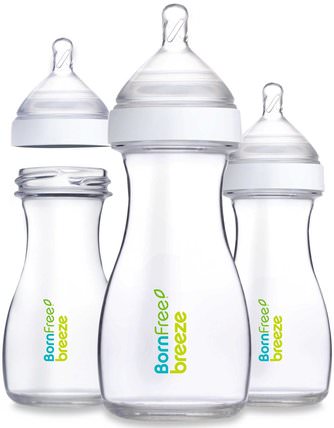 Breeze, Baby Bottles, Medium Flow, 1m+, 3 Pack, 9 oz (266 ml) Each by Born Free, 兒童健康，嬰兒餵養，嬰兒奶瓶，兒童食品 HK 香港