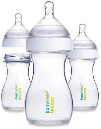 Breeze, Baby Bottles, Slow Flow, 0m+, 3 Pack, 5 oz (147 ml) Each by Born Free, 兒童健康，嬰兒餵養，嬰兒奶瓶，兒童食品 HK 香港