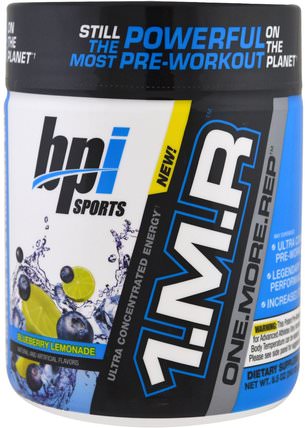 1.M.R, One. More. Rep, Pre-Workout Powder, Blueberry Lemonade, 8.5 oz (240 g) by BPI Sports, 健康，能量，運動 HK 香港