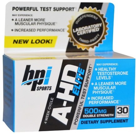 A-HD Elite, 500 mg, 30 Capsules by BPI Sports, 健康，男性，Bpi體育力量和力量，睾丸激素 HK 香港