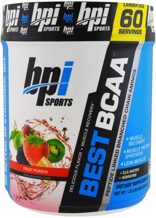 Best BCAA. Fruit Punch, 1.32 lbs (600 g) by BPI Sports, 補充劑，氨基酸，bcaa（支鏈氨基酸），運動，肌肉 HK 香港