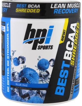 Best BCAA Shredded, Lean Muscle Recovery Formula, Blue Raz, 9.7 oz (275 g) by BPI Sports, 運動，補品，bcaa（支鏈氨基酸） HK 香港