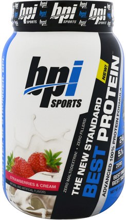 Best Protein Advanced 100% Protein Formula, Strawberries & Cream, 2.0 lbs (924 g) by BPI Sports, 運動，鍛煉 HK 香港