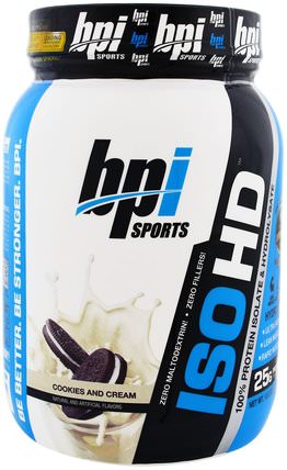 ISO HD, 100% Whey Protein Isolate & Hydrolysate, Cookies and Cream, 1.8 lbs (805 g) by BPI Sports, 補品，蛋白質，肌肉 HK 香港