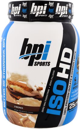 ISO HD, 100% Whey Protein Isolate & Hydrolysate, SMores, 1.8 lbs (805 g) by BPI Sports, 運動，運動，蛋白質，運動蛋白質 HK 香港