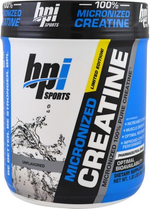 Micronized Creatine, Limited Edition, Unflavored, 1.32 lbs (600 g) by BPI Sports, 運動，肌酸 HK 香港