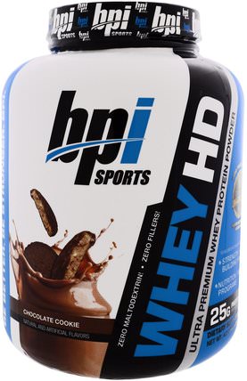 Whey HD, Ultra Premium Whey Protein Powder, Chocolate Cookie, 4.2 lbs (1.900 g) by BPI Sports, 補充劑，乳清蛋白，bpi運動力量和力量 HK 香港