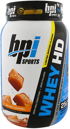 Whey HD, Ultra Premium Whey Protein Powder, Salted Caramel, 2.04 lbs (925 g) by BPI Sports, 補充劑，乳清蛋白，肌肉 HK 香港
