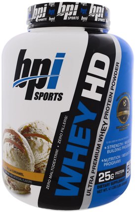 Whey HD, Ultra Premium Whey Protein Powder, Vanilla Caramel, 4.1 lbs (1.850 g) by BPI Sports, 運動，運動，蛋白質，運動蛋白質 HK 香港
