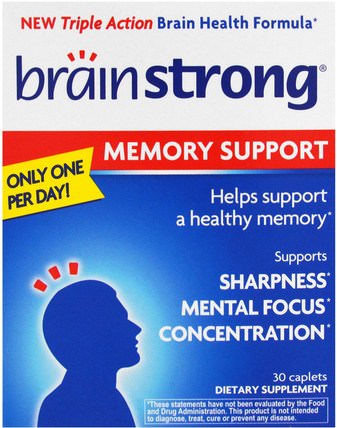 Memory Support, 30 Caplets by BrainStrong, 健康，注意力缺陷障礙，添加，adhd，大腦，記憶 HK 香港