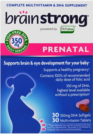 Prenatal, 30 Softgels, 30 Tablets by BrainStrong, 補充劑，efa omega 3 6 9（epa dha），dha，epa，維生素，產前多種維生素 HK 香港
