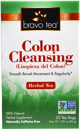 Colon Cleansing, Herbal Tea, 20 Tea Bags, 1.06 oz (30 g) by Bravo Teas & Herbs, 食物，涼茶，排毒，結腸清洗 HK 香港