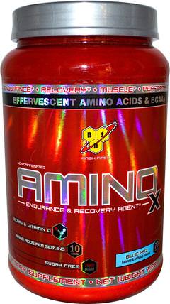 AminoX, Endurance & Recovery Agent, Non-Caffeinated, Blue Raz, 2.23 lb (1.01 kg) by BSN, 補充劑，氨基酸，bcaa（支鏈氨基酸），運動，運動 HK 香港
