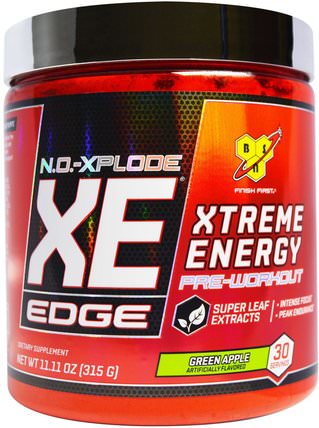 N.O. Explode XE Edge, Xtreme Energy, Green Apple, 11.11 oz (315 g) by BSN, 健康，能量，運動，鍛煉 HK 香港