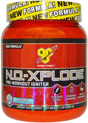 N.O.-Xplode, Pre-Workout Igniter, Blue Raz, 1.22 lbs (555 g) by BSN, 健康，能量，運動，鍛煉 HK 香港