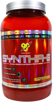 Syntha-6, An Ultra Premium Lean Muscle Protein Powder, Chocolate Peanut Butter, 2.91 lbs (1.32 kg) by BSN, 補品，蛋白質，肌肉 HK 香港