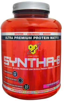 Syntha-6, Ultra Premium Protein Matrix, Strawberry Milkshake, 5.0 lbs (2.27 kg) by BSN, 補充劑，蛋白質 HK 香港