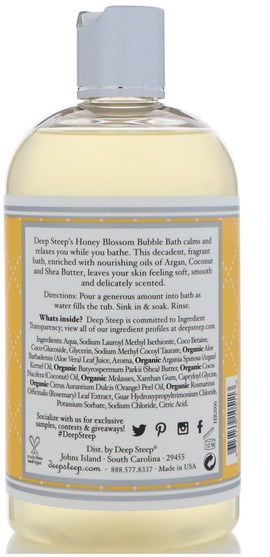 健康 - Deep Steep, Bubble Bath, Honey Blossom, 17 fl oz (503 ml)