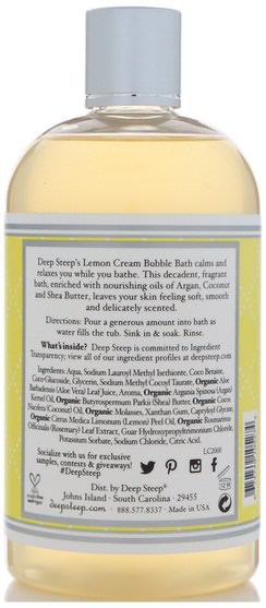 健康 - Deep Steep, Bubble Bath, Lemon Cream, 17 fl oz (503 ml)