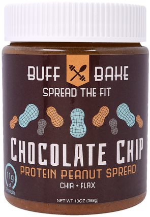 Chocolate Chip Protein Peanut Spread, 13 oz (368 g) by Buff Bake, 食物，花生醬，果醬蔓延 HK 香港