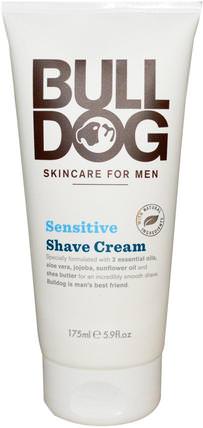 Shave Cream, Sensitive, 5.9 fl oz (175 ml) by Bulldog Skincare For Men, 洗澡，美容，剃須膏 HK 香港
