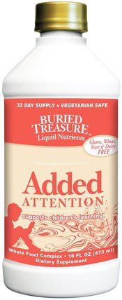 Liquid Nutrients, Added Attention, 16 fl oz (473 ml) by Buried Treasure, 健康，注意力缺陷障礙，添加，adhd，腦 HK 香港