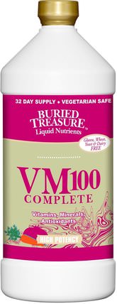 Liquid Nutrients, VM100 Complete, 32 fl oz (946 ml) by Buried Treasure, 維生素，液體多種維生素，埋藏寶藏男人 HK 香港
