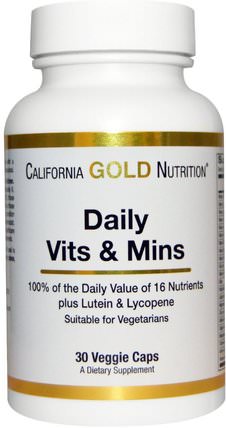 CGN, Daily Vitamins & Minerals with Biotin, 30 Veggie Caps by California Gold Nutrition, cgn每日vits＆mins HK 香港