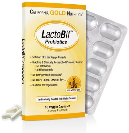 CGN, LactoBif Probiotics, 5 Billion CFU, 10 Veggie Caps by California Gold Nutrition, 補充劑，益生菌 HK 香港