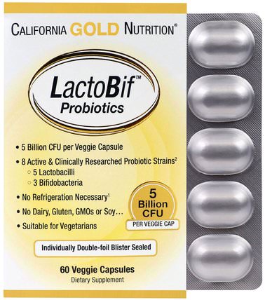 CGN, LactoBif Probiotics, 5 Billion CFU, 60 Veggie Caps by California Gold Nutrition, cgn lactobif益生菌，補充劑，益生菌 HK 香港