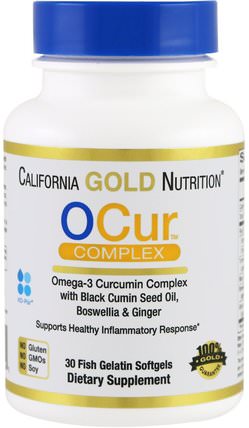 CGN, OCur Omega-3 Curcumin Complex, 30 Fish Gelatin Softgels by California Gold Nutrition, cgn薑黃素薑黃，補充劑，薑黃素c3複合物 HK 香港