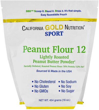 CGN, Peanut Butter Powder, 12% Fat, Gluten Free, 16 oz (454 g) by California Gold Nutrition, cgn純運動，補品，蛋白質 HK 香港