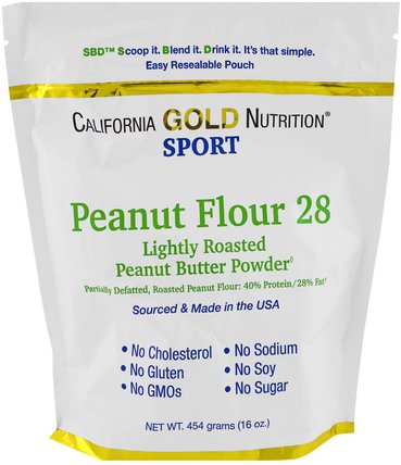 CGN, Peanut Butter Powder, 28% Fat, Gluten Free, 16 oz ( 454 g) by California Gold Nutrition, cgn純運動，補品，蛋白質 HK 香港