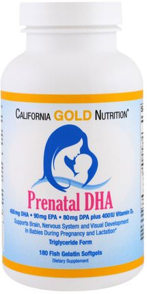 CGN, Prenatal DHA, 450 mg, 180 Fish Gelatin Softgels by California Gold Nutrition, 補充劑，efa omega 3 6 9（epa dha），dha，cgn dha，cgn媽媽和寶寶 HK 香港