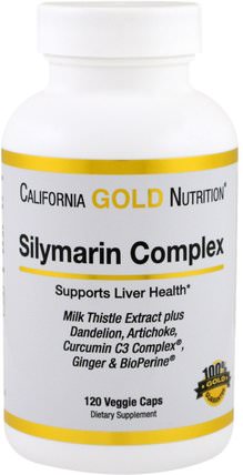 CGN, Silymarin Complex, Milk Thistle Extract Plus, 300 mg, 120 Veggie Caps by California Gold Nutrition, cgn奶薊，健康，奶薊（水飛薊素） HK 香港