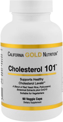CGN, Targeted Support, Cholesterol 101, 90 Veggie Capsules by California Gold Nutrition, cgn條件101，健康，膽固醇支持 HK 香港