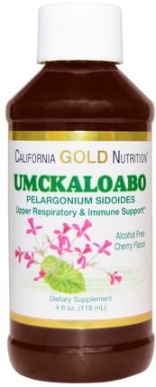 CGN, Umckaloabo, Alcohol Free, Cherry Flavor, 4 fl oz (118 ml) by California Gold Nutrition, 免疫系統，健康，免疫系統 HK 香港