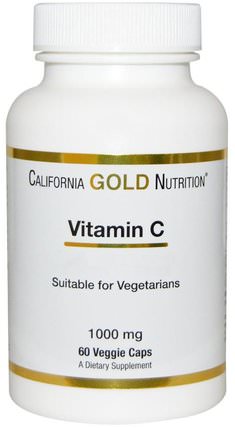 CGN, Vitamin C, 1.000 mg, 60 Veggie Caps by California Gold Nutrition, 補充劑，抗氧化劑，維生素 HK 香港