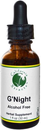GNight, Sleep Formula, Alcohol Free, 1 fl oz (30 ml) by California Xtracts, 補品，睡覺，聖。約翰斯麥汁 HK 香港