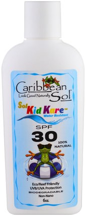 Sol Kid Kare, SPF 30, Water Resistant, 6 oz by Caribbean Solutions, 洗澡，美容，防曬霜，spf 30-45，兒童和嬰兒防曬霜 HK 香港