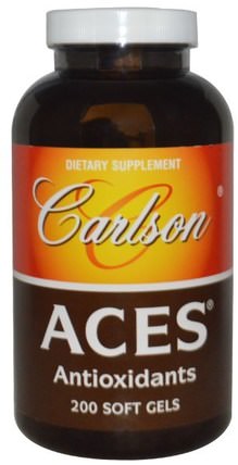 ACES, 200 Softgels by Carlson Labs, 補充劑，抗氧化劑，維生素 HK 香港
