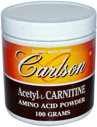 Acetyl-L-Carnitine, Amino Acid Powder, 3.53 oz (100 g) by Carlson Labs, 補充劑，氨基酸，左旋肉鹼，乙酰左旋肉鹼 HK 香港