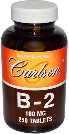 B-2, 100 mg, 250 Tablets by Carlson Labs, 維生素，維生素b2 - 核黃素 HK 香港