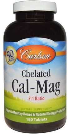 Chelated Cal-Mag, 180 Tablets by Carlson Labs, 補充劑，礦物質，鈣和鎂 HK 香港