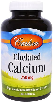 Chelated Calcium, 250 mg, 180 Tablets by Carlson Labs, 補品，礦物質，鈣螯合物 HK 香港