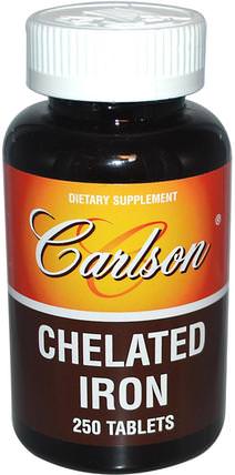 Chelated Iron, 250 Tablets by Carlson Labs, 補品，礦物質，鐵 HK 香港
