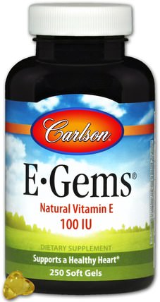 E-Gems, Natural Vitamin E, 100 IU, 250 Softgels by Carlson Labs, 維生素，維生素E，100％天然維生素e HK 香港
