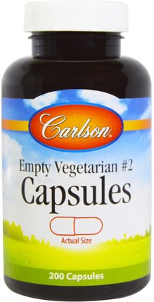 Empty Vegetarian #2 Capsules, 200 Capsules by Carlson Labs, 補品，空膠囊 HK 香港