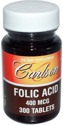 Folic Acid, 400 mcg, 300 Tablets by Carlson Labs, 維生素，葉酸 HK 香港
